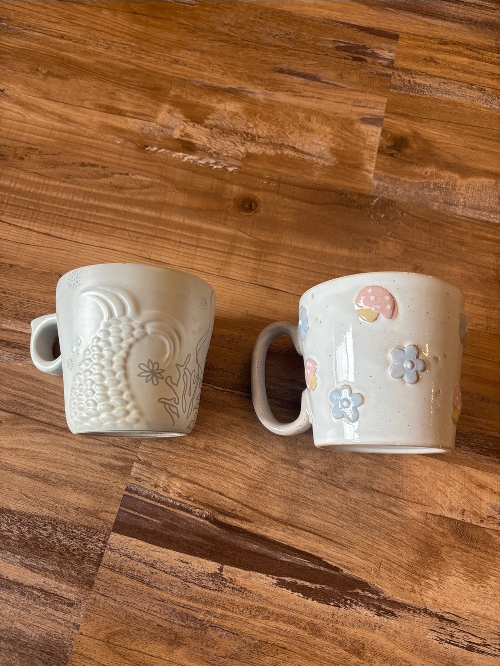 Lot of two gray mugs, Starbucks and Sunday Morning Ceramics